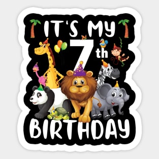 Its My 7th Birthday Safari Jungle Zoo Lovers Birthday Party Sticker